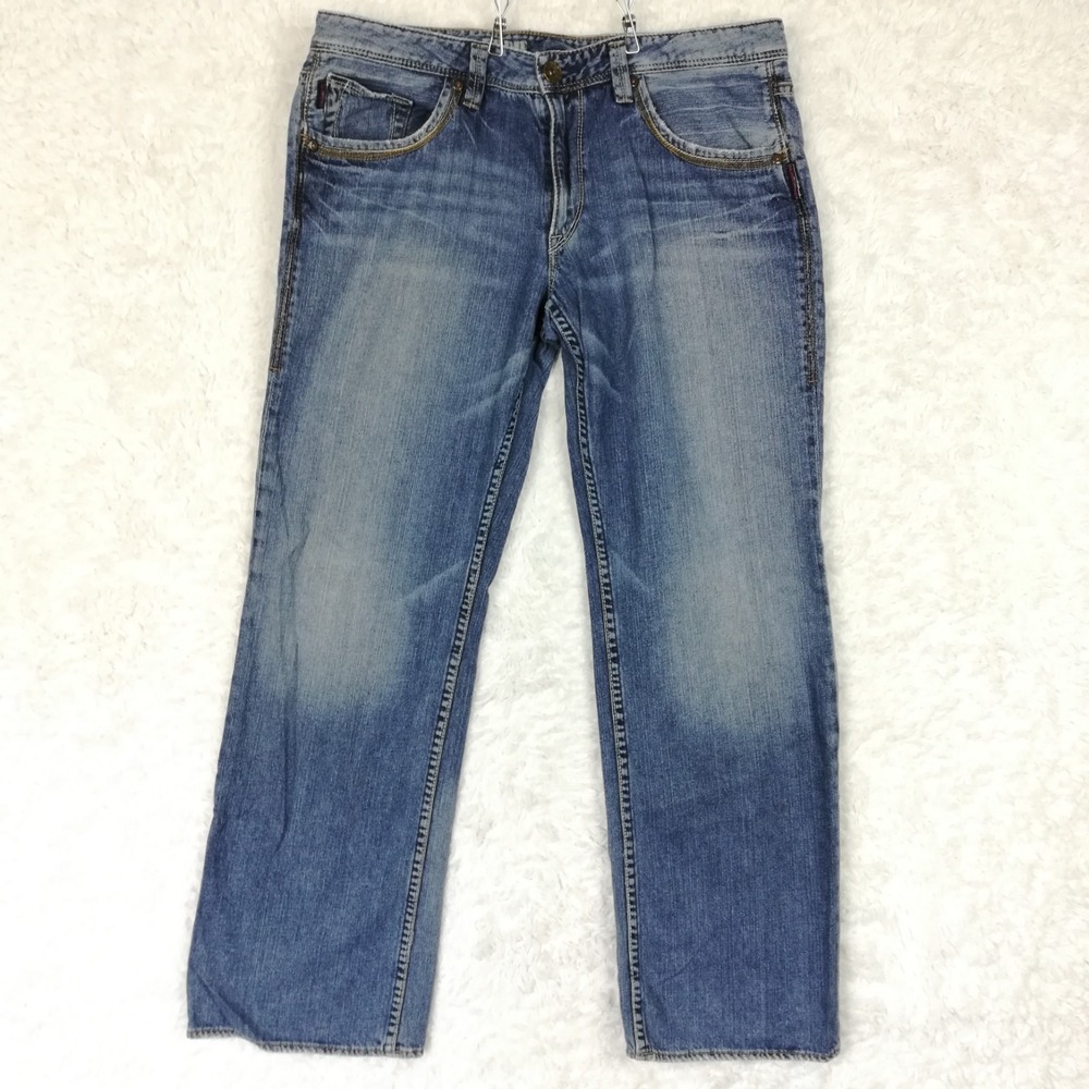 Silver Jeans Mens Eddie Straight Leg Blue Denim Medium Wash Relaxed 36x32